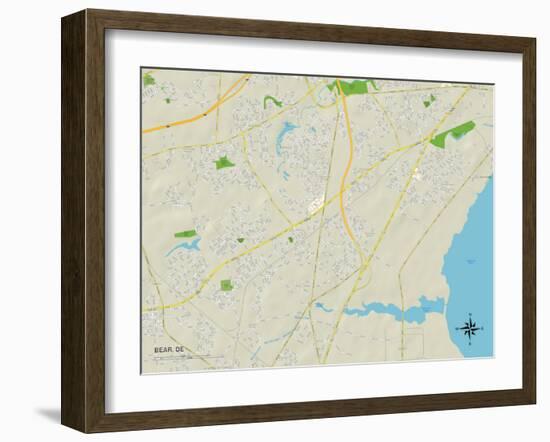 Political Map of Bear, DE-null-Framed Art Print