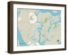 Political Map of Beaufort, SC-null-Framed Art Print