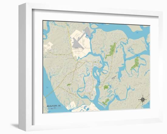 Political Map of Beaufort, SC-null-Framed Art Print