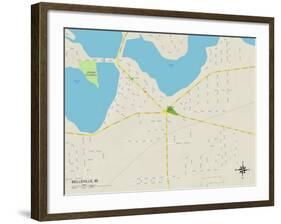 Political Map of Belleville, MI-null-Framed Art Print