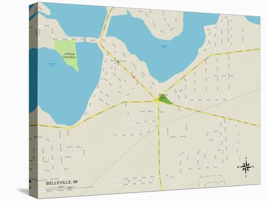 Political Map of Belleville, MI-null-Stretched Canvas