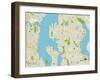 Political Map of Bellevue, WA-null-Framed Art Print