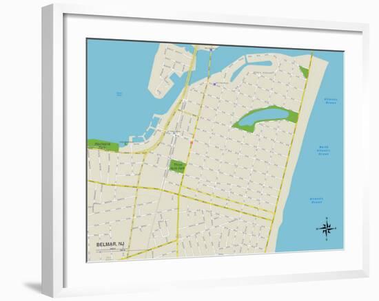 Political Map of Belmar, NJ-null-Framed Art Print