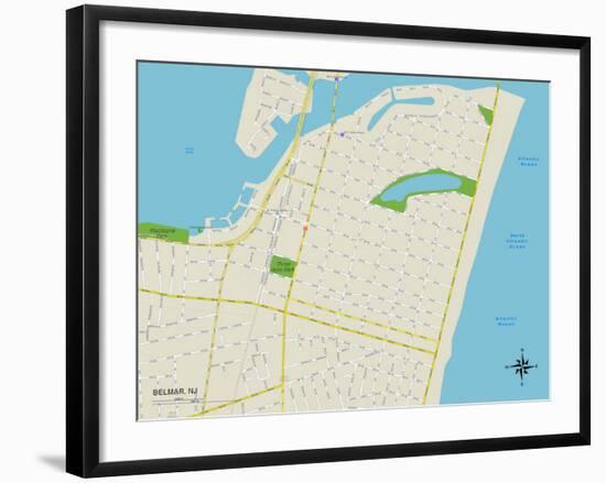 Political Map of Belmar, NJ-null-Framed Art Print