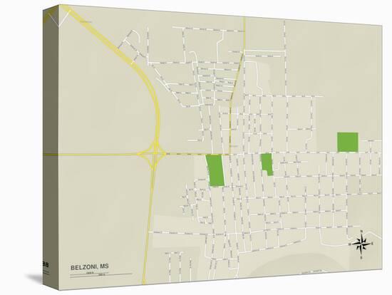 Political Map of Belzoni, MS-null-Stretched Canvas