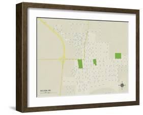 Political Map of Belzoni, MS-null-Framed Art Print