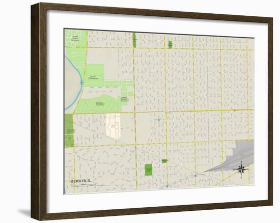 Political Map of Berwyn, IL-null-Framed Art Print