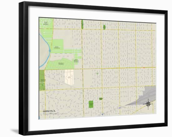 Political Map of Berwyn, IL-null-Framed Art Print