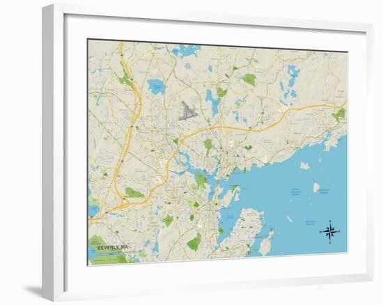 Political Map of Beverly, MA-null-Framed Art Print