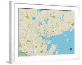 Political Map of Beverly, MA-null-Framed Art Print