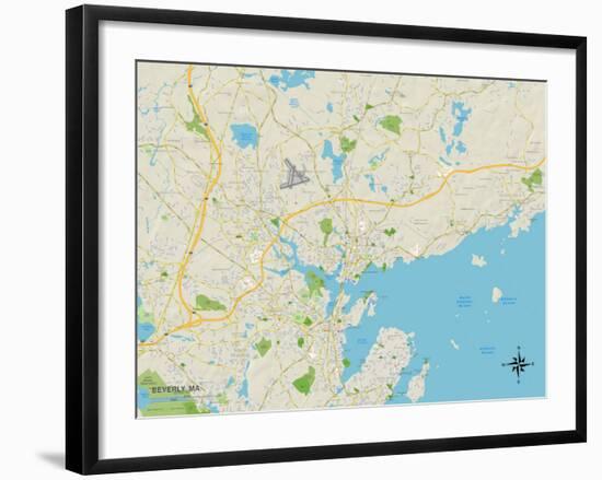 Political Map of Beverly, MA-null-Framed Art Print