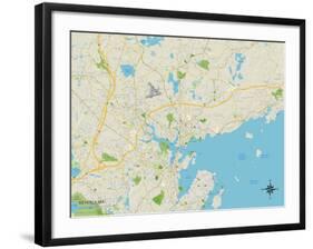 Political Map of Beverly, MA-null-Framed Art Print