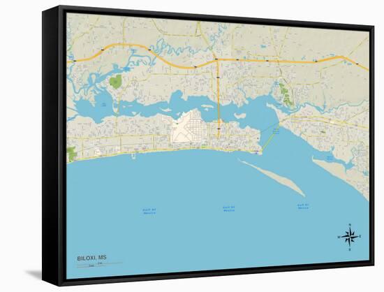 Political Map of Biloxi, MS-null-Framed Stretched Canvas