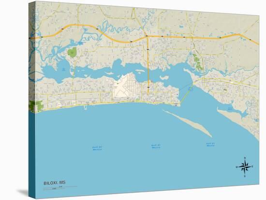 Political Map of Biloxi, MS-null-Stretched Canvas