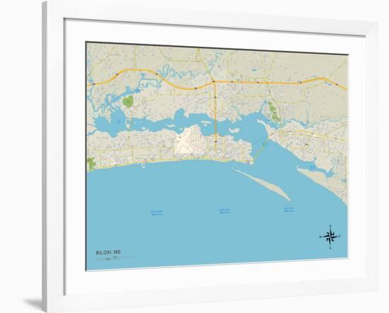 Political Map of Biloxi, MS-null-Framed Art Print