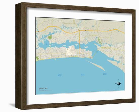 Political Map of Biloxi, MS-null-Framed Art Print