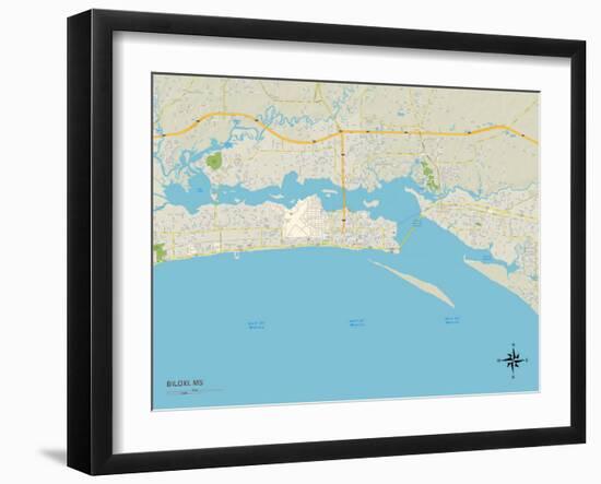 Political Map of Biloxi, MS-null-Framed Art Print