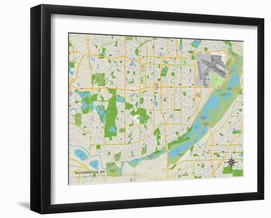 Political Map of Bloomington, MN-null-Framed Art Print