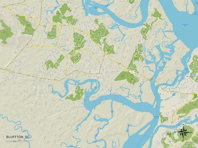 'Political Map of Bluffton, SC' Prints | AllPosters.com