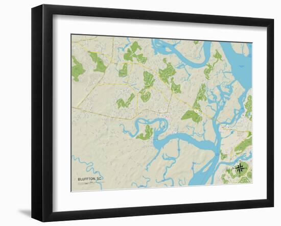 Political Map of Bluffton, SC-null-Framed Art Print