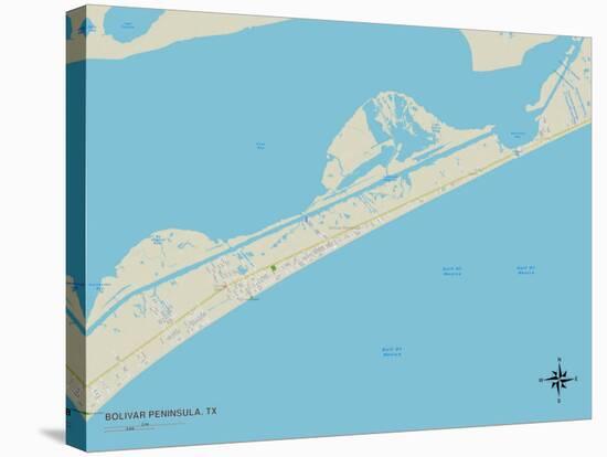Political Map of Bolivar Peninsula, TX-null-Stretched Canvas