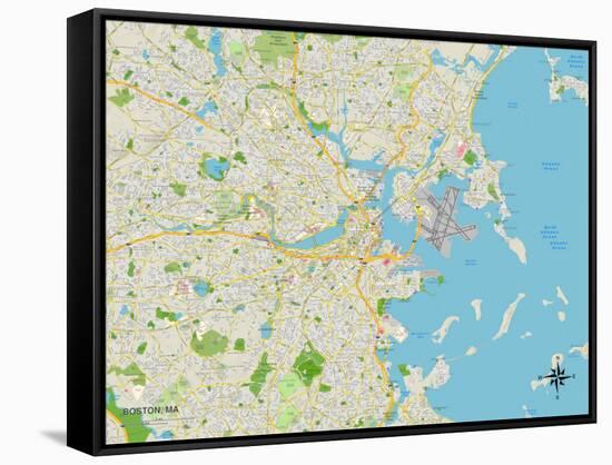 Political Map of Boston, MA-null-Framed Stretched Canvas