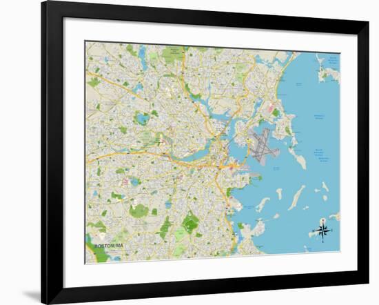 Political Map of Boston, MA-null-Framed Art Print