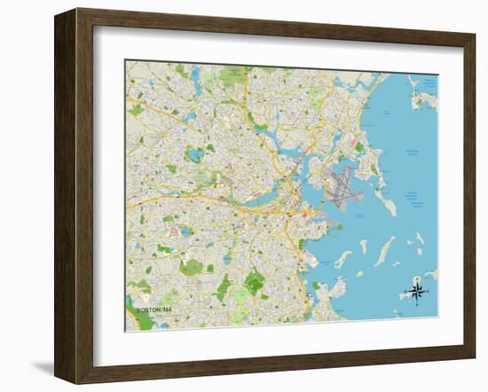 Political Map of Boston, MA-null-Framed Art Print