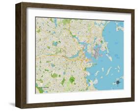 Political Map of Boston, MA-null-Framed Art Print