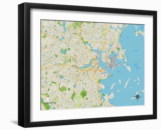 Political Map of Boston, MA-null-Framed Art Print