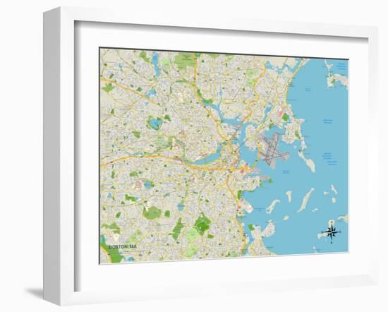 Political Map of Boston, MA-null-Framed Art Print