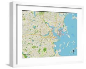 Political Map of Boston, MA-null-Framed Art Print