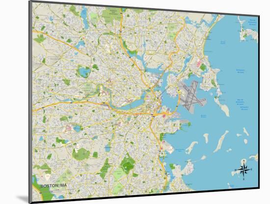 Political Map of Boston, MA-null-Mounted Art Print