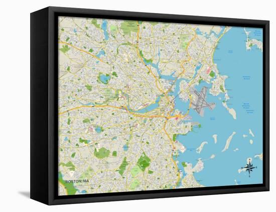 Political Map of Boston, MA-null-Framed Stretched Canvas