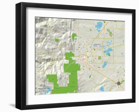 Political Map of Boulder, CO-null-Framed Art Print