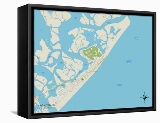 Political Map of Brigantine, NJ-null-Framed Stretched Canvas