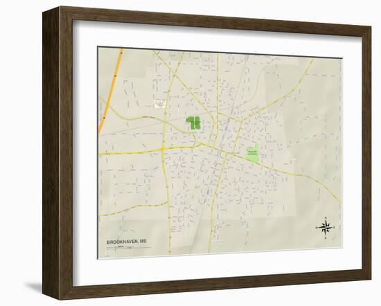 Political Map of Brookhaven, MS-null-Framed Art Print