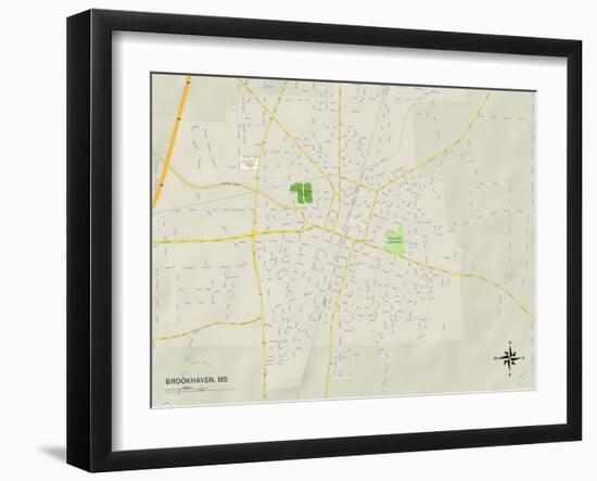 Political Map of Brookhaven, MS-null-Framed Art Print