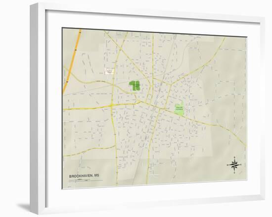 Political Map of Brookhaven, MS-null-Framed Art Print