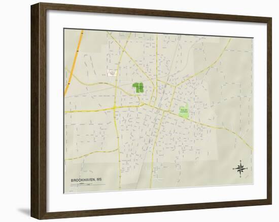 Political Map of Brookhaven, MS-null-Framed Art Print