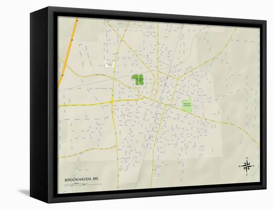 Political Map of Brookhaven, MS-null-Framed Stretched Canvas