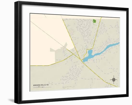 Political Map of Browns Mills, NJ-null-Framed Art Print