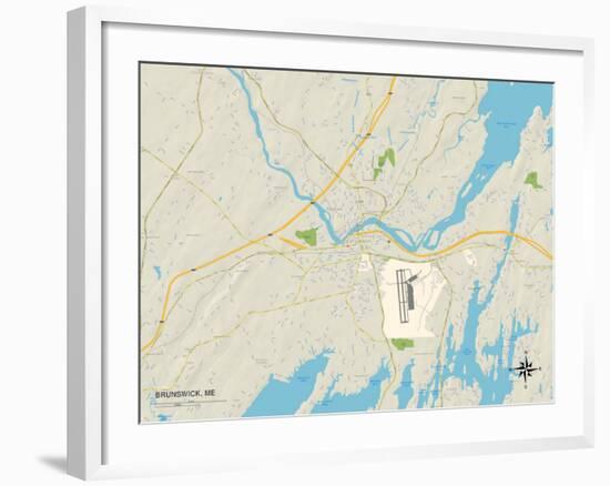 Political Map of Brunswick, ME-null-Framed Art Print