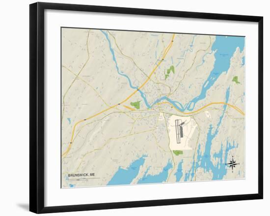 Political Map of Brunswick, ME-null-Framed Art Print