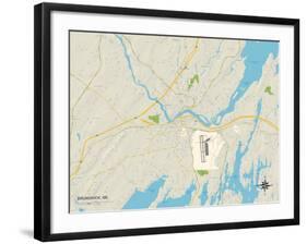 Political Map of Brunswick, ME-null-Framed Art Print