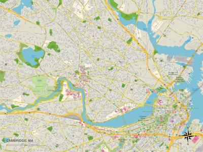 'Political Map of Cambridge, MA' Prints | AllPosters.com