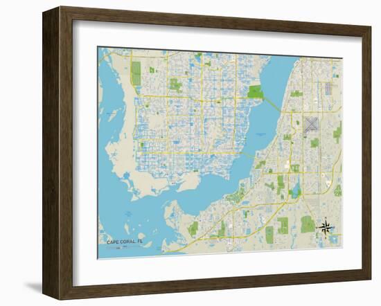 Political Map of Cape Coral, FL-null-Framed Art Print