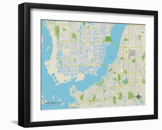 Political Map of Cape Coral, FL-null-Framed Art Print