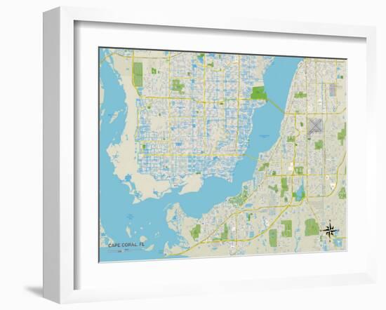 Political Map of Cape Coral, FL-null-Framed Art Print