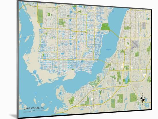 Political Map of Cape Coral, FL-null-Mounted Art Print